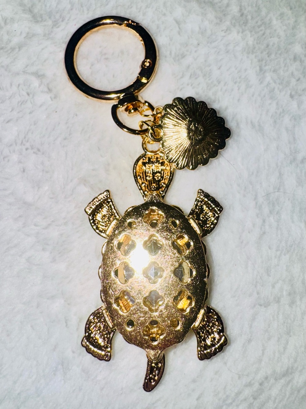 Unbranded Turtle Keychain Bag Charm Green OR Blue Rhinestone gold-tone (each) - Picture 6 of 8